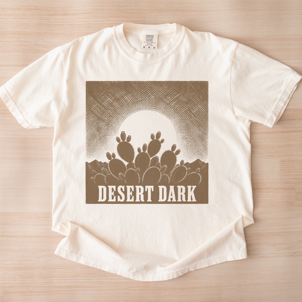Desert Dark Prickly Pear Cactus Rising Before the Moon Tee